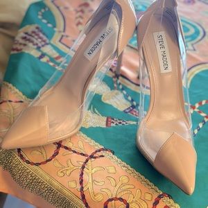 Tan and clear Steve Madden heels size 6